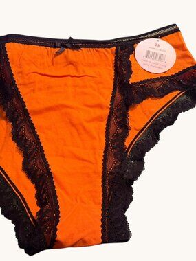NWT Splendies Black Lace & Orange Halloween Panty Size 2X